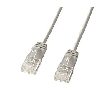 (まとめ)サンワサプライ カテゴリ6準拠極細LANケーブル (ライトグレー、3m) KB-SL6-03【×5セット】