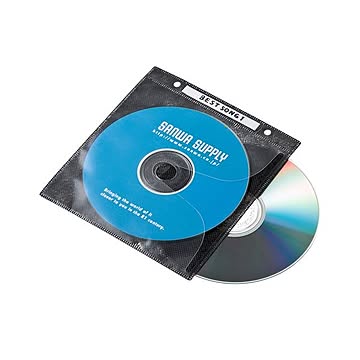(まとめ)サンワサプライ DVD・CD不織布ケース(リング穴付・ブラック) FCD-FR100BKN×5セット