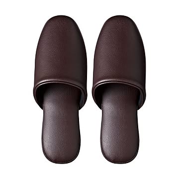 (まとめ) TANOSEE 最高級レザー調スリッパ ブラウン 1足 【×10セット】