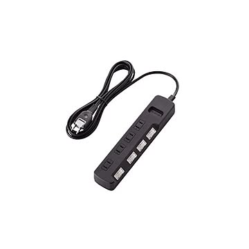 (まとめ)エレコム 個別スイッチ付 雷ガードタップ T-K5A-2425BK【×3セット】