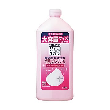 （まとめ）ライオン CHARMY泡のチカラ手肌プレミアム 詰替用 550ml 1本【×10セット】