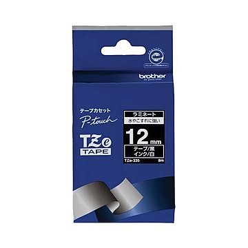 (まとめ) ブラザー BROTHER ピータッチ TZeテープ ラミネートテープ 12mm 黒／白文字 TZE-335 1個 【×10セット】