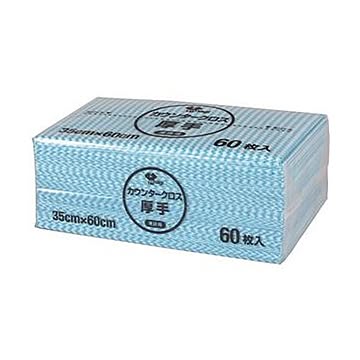 （まとめ）やなぎプロダクツ カウンタークロス 厚手ブルー KT-029 1パック（60枚）【×5セット】