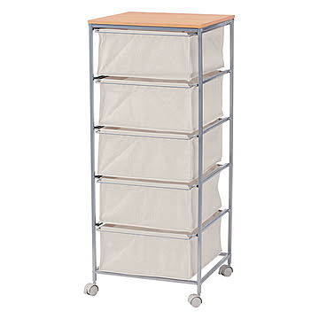 5段キャンバスチェスト W43×D44×H101.5 ベージュ