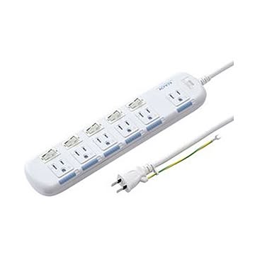 （まとめ）サンワサプライ個別スイッチ付省エネタップ 3P・6個口 5.0m TAP-S10N-5 1個【×3セット】