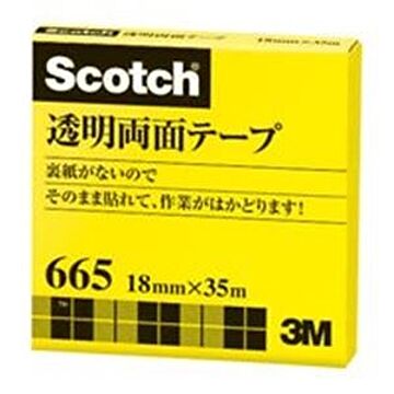 （まとめ）スリーエム 3M 透明両面テープ 665-3-18 18mm×35m×2セット