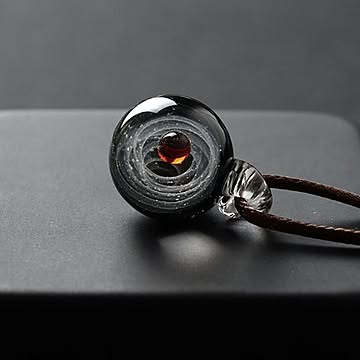 ネックレス 宇宙 ガラス ブラックorブルーorレッド 3カラー 球 銀河 匠の技 神秘的 チャクラ 幸運 パワー ストーン 癒し 浄化 置物 パワースポット マイナスイオン スピリチュアル
