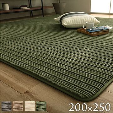 ベージュ色の滑りにくい長方形ラグ 約200×250cm 約3畳ホットカーペット 床暖房対応 低反発