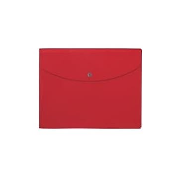 （まとめ）プラス ポケット付エンベロープ 横型マチ付 赤【×20セット】