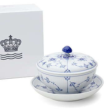 ロイヤルコペンハーゲン 101 ブルーフルーテッド プレイン 277 ボウル&ソーサー蓋つき Royal Copenhagen Blue Fluted Plain