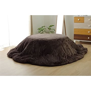 こたつ布団 【単品 円形 無地 ブラウン 直径約225cm】 厚掛タイプ フランネル リバーシブル 抗菌 防臭 〔リビング〕