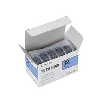 テプラ PROテープカートリッジ カラーラベル「パステル」 12mm 青（黒文字） 5個入エコパック