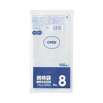 （まとめ）TANOSEE 規格袋 8号 0.03×130×250mm 1パック（100枚）【×100セット】