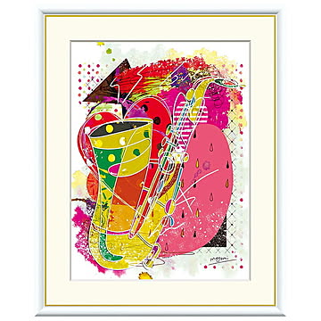 額絵 サックス 仁科めぐみ 61x49.5cm 三幸