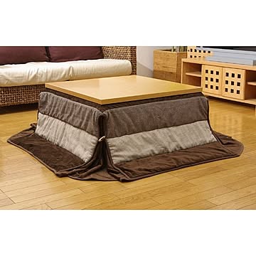 薄掛け こたつ布団 【単品 ブラウン 180×220cm】 折りたたみ収納可 ダッフルボタン付き 省スペース 〔リビング〕【代引不可】