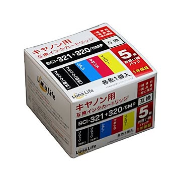 (まとめ)ワールドビジネスサプライ Luna Life キヤノン用 互換インクカートリッジ BCI-321+320/5MP 5本セット×3セット