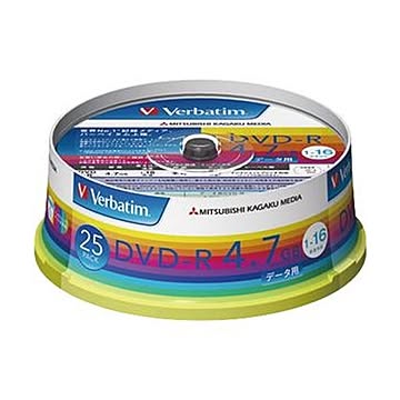 （まとめ）バーベイタム データ用DVD-R4.7GB 1-16倍速 ホワイトワイドプリンタブル スピンドルケース DHR47JP25V1 1パック（25枚）【×10セット】