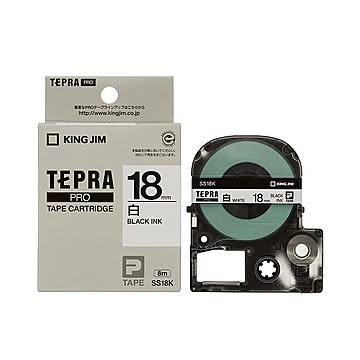 （まとめ） キングジム テプラ PRO テープカートリッジ 18mm 白／黒文字 SS18K 1個 【×4セット】