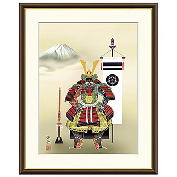 額絵 鎧兜飾り 小野洋舟 52x42cm 三幸