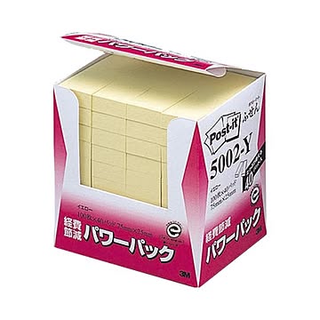 （まとめ） 住友スリーエム ポストイット(R) パワーパックシリーズ 40個入り 横25×縦75mm 5002-Y イエロー 40個入 【×3セット】