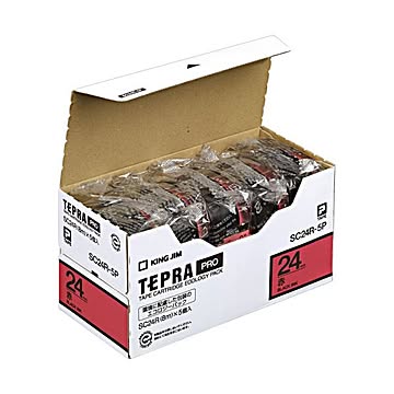 (まとめ）キングジム テプラ PRO テープカートリッジ パステル 24mm 赤/黒文字 SC24R-5P 1パック(5個)【×3セット】
