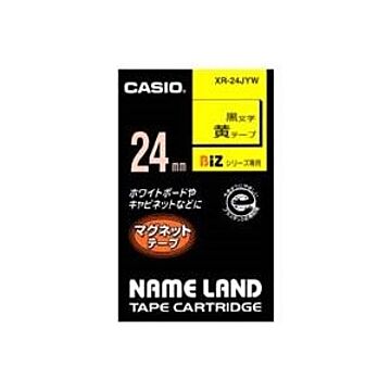 （まとめ）カシオ CASIO マグネットテープ XR-24JYW 黄に黒文字24mm×2セット