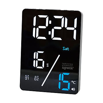 SLOWER スロウワー LED THERMO ALERT CLOCK Azul LEDサーモアラートクロック アズール  / デジタル表示 室温アラート 月日表示 曜日表示 室温表示 置時計
