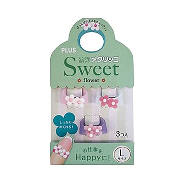 （まとめ） プラス メクリッコ Sweetフラワー2 L ホワイト・ローズ・ピンク KM-303SB-3 フラワ-2 L 1袋（3個：各色1個） 【×30セット】
