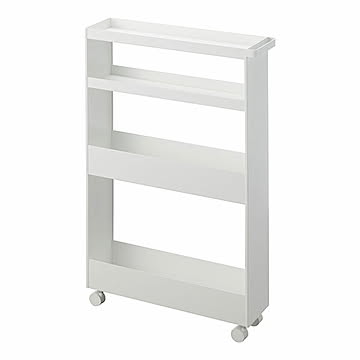 tower タワー(山崎実業) キャスター付きスリムワゴン 4段 Four-Tier Rolling Storage Cart 収納棚 隙間収納 キッチン 洗面 脱衣所 サニタリー ストック