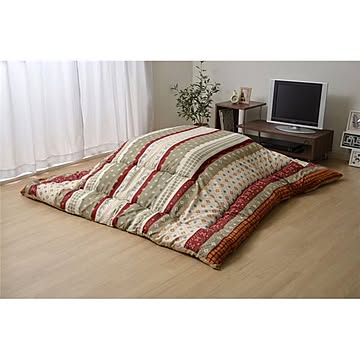 軽量 こたつ布団 【レッド 約190cm×240cm】 洗える 長方形 ピーチスキン 〔リビング〕