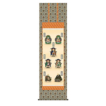 掛け軸 親鸞七高僧 山村観峰 54.5x190cm 三幸