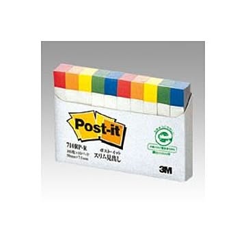 （まとめ） 住友スリーエム ポストイット(R) 単品 横7.5×縦50mm 710RP-R 色帯5色 10個入 【×10セット】