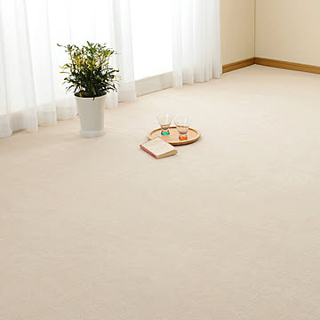 萩原 ミーテ 抗菌カーペット アイボリー 江戸間3畳 敷き詰めラグ