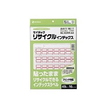 （まとめ） ニチバン マイタック(R) リサイクルインデックス OA対応 A4タイプ インクジェット・レーザープリンタ対応 ML133RR-A4 赤枠 1P入 【×3セット】