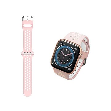 エレコム Apple Watchアップルウォッチ用 シリコンバンド 41mm 40mm 38mm 軽量 スポーツ 通気穴付 ピンク×ホワイト AW-40BDSCNPN 【Apple Watch別売】