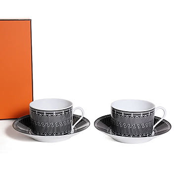 エルメス アッシュデコ ブレックファスト カップ＆ソーサー ペア340ml HERMES H Deco Rouge