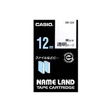 （まとめ）カシオ CASIO 透明テープ XR-12X 透明に黒文字 12mm×5セット