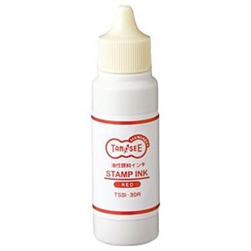 （まとめ） TANOSEE スタンプ台専用補充インキ 30ml 赤 1個 【×10セット】