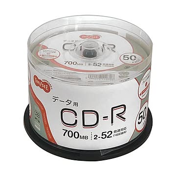 （まとめ）TANOSEE データ用CD-R700MB 52倍速 ホワイトワイドプリンタブル スピンドルケース 1パック（50枚）【×5セット】