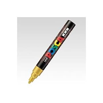 （まとめ） 三菱鉛筆 ユニ ポスカ 中字丸芯（1.8-2.5mm） PC-5M.25 金 1本入 【×10セット】