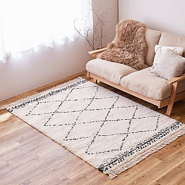 萩原 BOHO 9105 約100×150cm ウィルトン織 ベニワレン風ラグ 3Y18