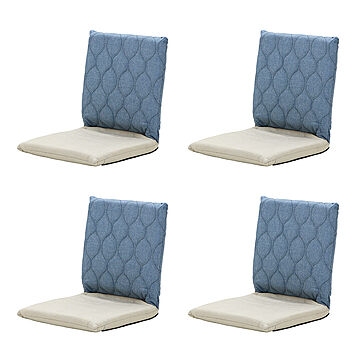 ヤマソロ RICAMO 座椅子 フロアチェア 4台セット ブルー 折り畳み