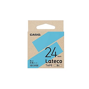 （まとめ） カシオ ラベルライター Lateco専用詰替用テープ 水色に黒文字 24mm 【×3セット】