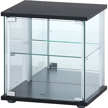 ガラス ディスプレイケース コレクションケース 幅42.5×奥行36.5×高さ45cm ブラック コレクションボックス リビング 店舗【代引不可】
