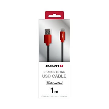(まとめ)NISSAN 公式ライセンス品 NISMO CHARGE ＆ SYNC USB CABLE FOR IPHONE RED NMUJ-LP1RD×2セット