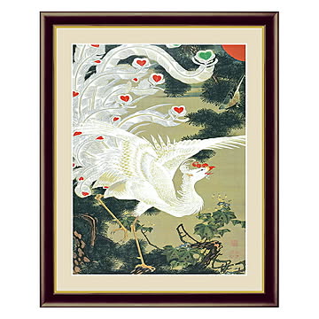 アート 額絵 老松白鳳図 伊藤 若冲 本紙サイズ F4(約31x23cm) 額サイズ 42x34cm 三幸