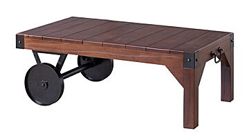 ブラウン色のW90×D50×H33サイズのトロリーテーブルS