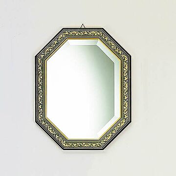 鏡 壁掛け イタリア製 八角ミラー ブルー＆ゴールド