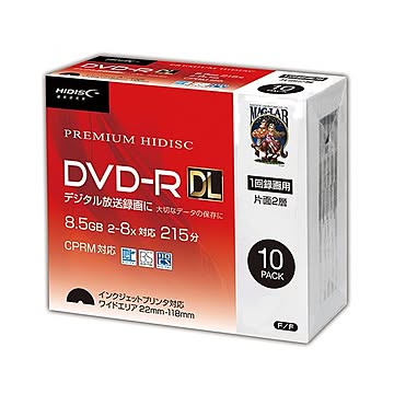 （まとめ）HIDISC DVD-R DL 8倍速対応 8.5GB 1回 CPRM対応 録画用 インクジェットプリンタ対応10枚 スリムケース入り ×10個セット HDDR21JCP10SCX10