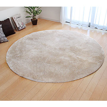 イケヒコ・コーポレーション シャギー調ラグ ラルジュ アイボリー 185cm円形